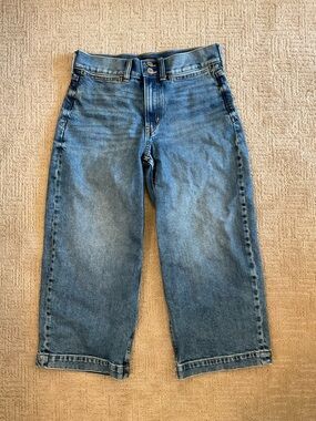 👖🌿 Banana Republic Premiun Denim High Rise Wide Leg Crop Jeans 28 Short EUC